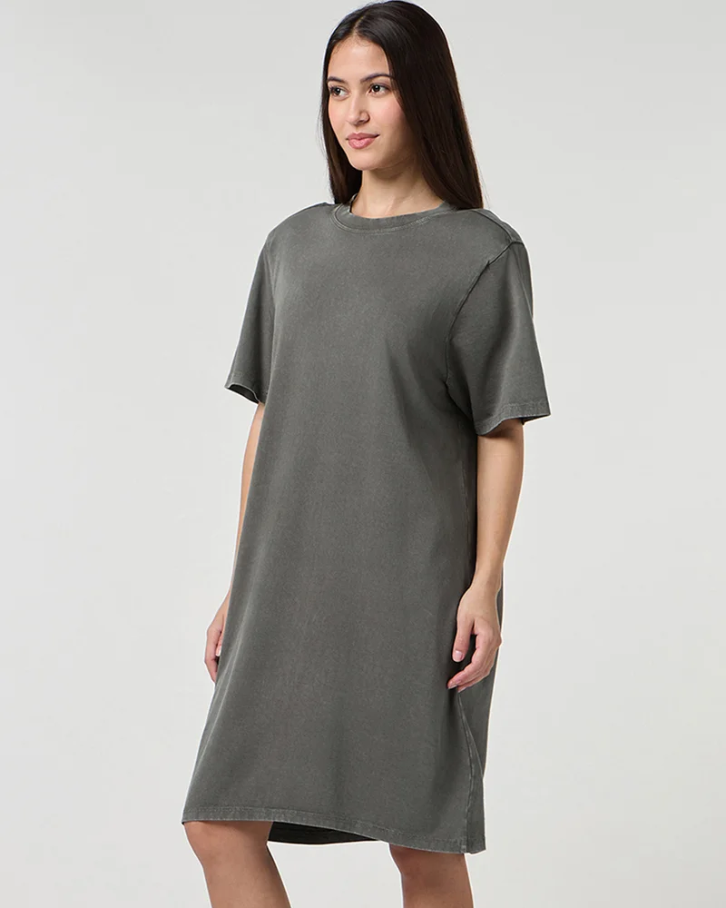 بيواكوف Women's Grey Acid Wash T-Shirt Dress